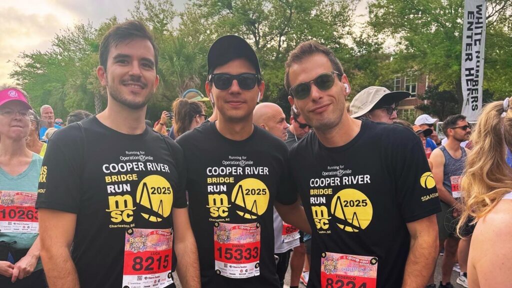 Three guys at a running event
