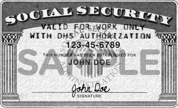 Sample Social Security Card