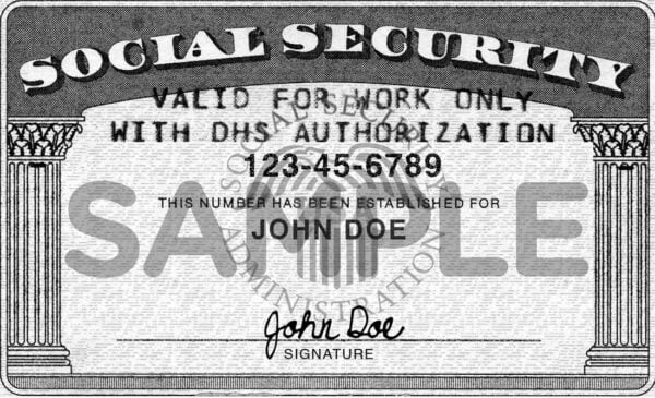 social security card sample image