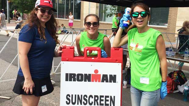 Au pairs volunteered at the IronMan triathlon.
Image courtesy of Suzanne Miller