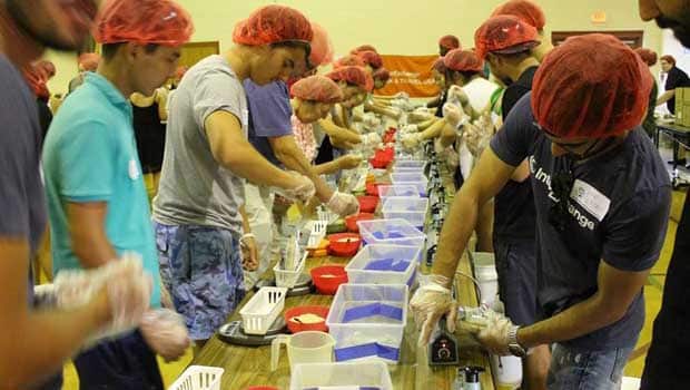 IntereExchange participants prepared meals to help alleviate hunger.
Image courtesy of Nancy Perry