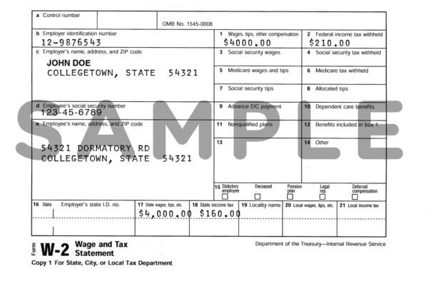 Sample Form W-2