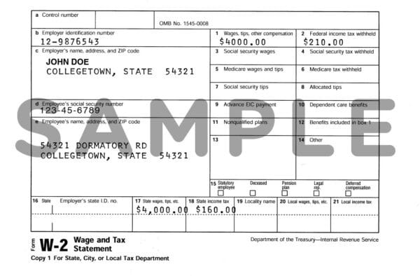 w2 tax form sample image
