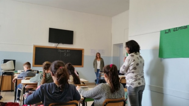 School Teaching Assistant Ashley with her Italian co-teacher.