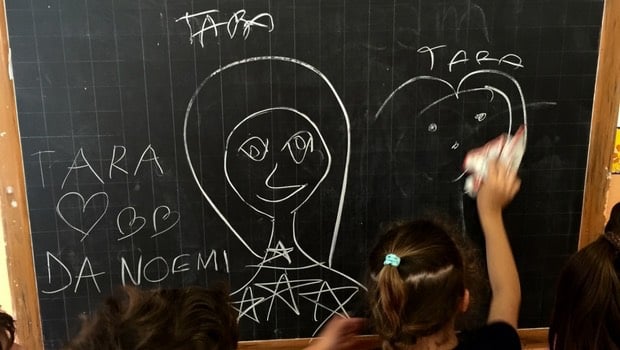 My wonderful campers in Italy having some fun at the chalkboard.