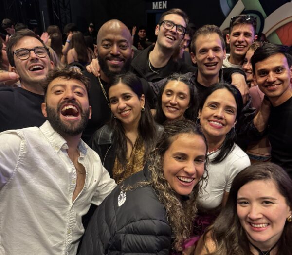 Happy group of friends taking a selfie.