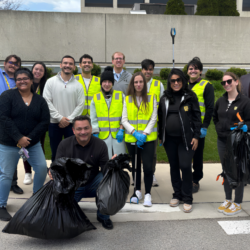 Group of young adults doing community service