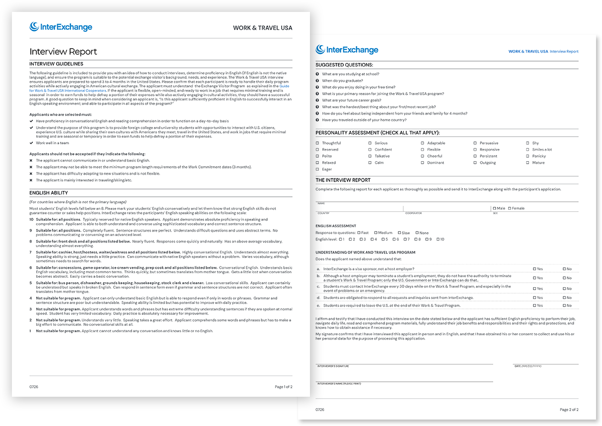 Work & Travel USA Interview Report